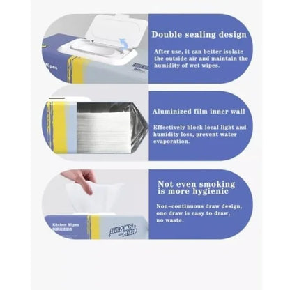 FIZZI SHOP kitchen wipes pack with 80 disposable cleaning cloths, ideal for kitchen surfaces and quick cleaning tasks