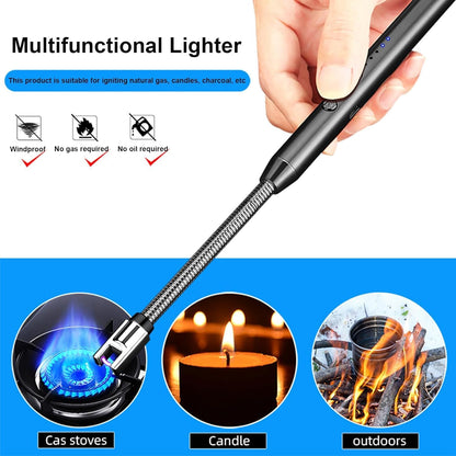 Rechargeable USB electric gas lighter by FIZZI SHOP with a sleek design and a safety switch for easy, eco-friendly ignition.
