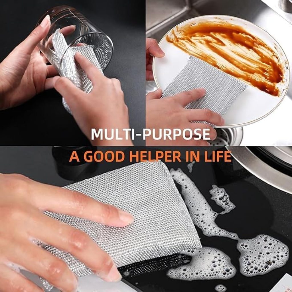 Set of four FIZZI SHOP dish cleaning scrub sponges with textured surfaces for effective kitchen cleaning.