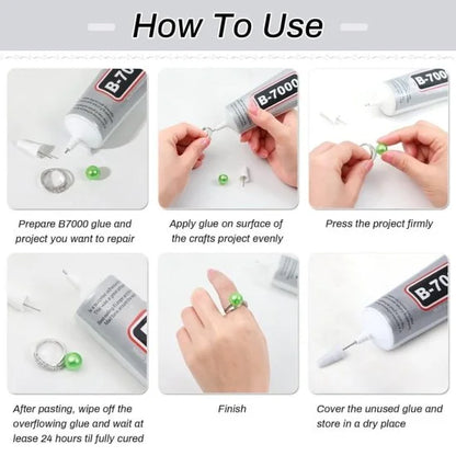 FIZZI SHOP B 7000 Clear Adhesive Glue bottle with applicator tip, suitable for crafts and DIY projects.