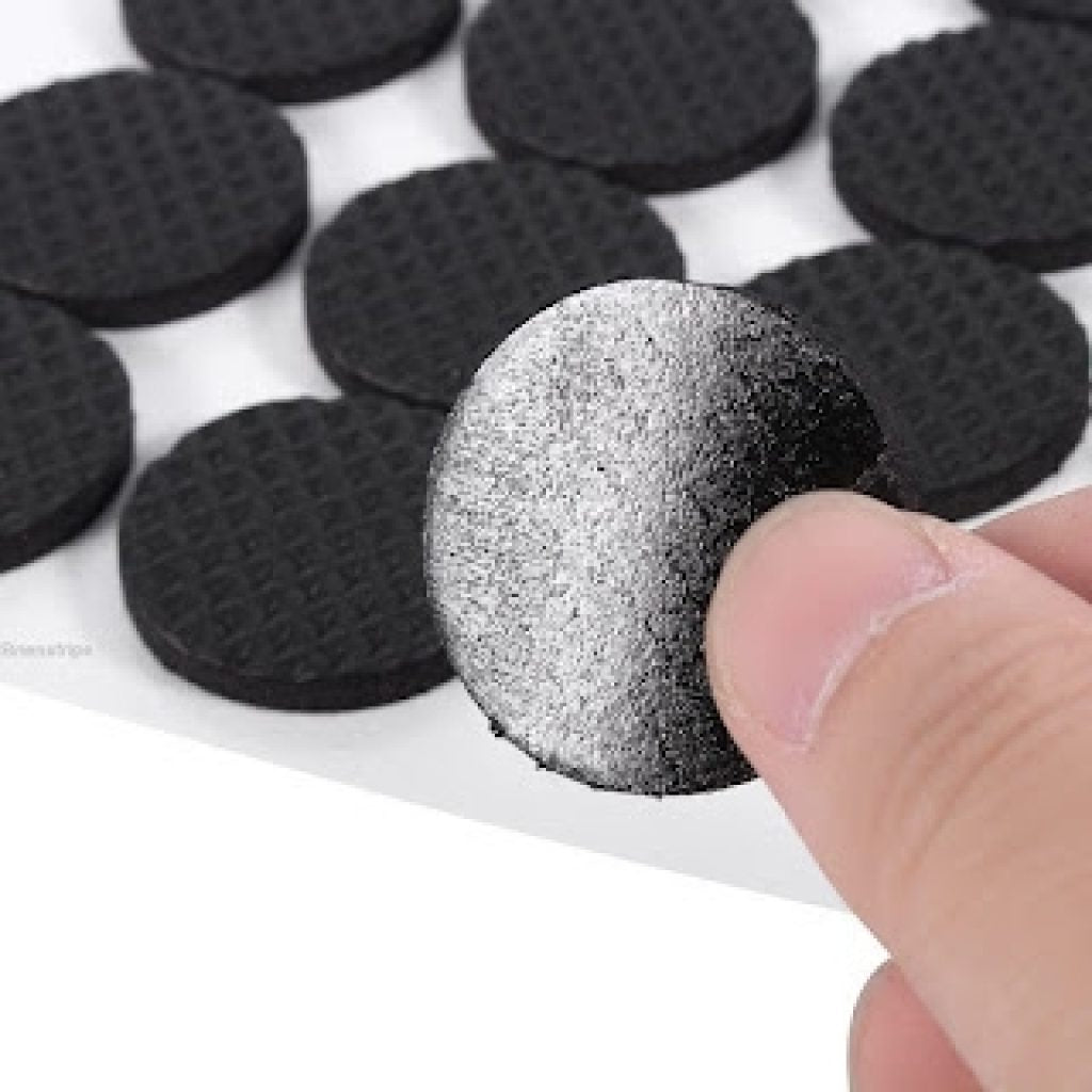 Set of 30 round chair leg pads by FIZZI SHOP, black rubber protectors for furniture stability and floor protection.