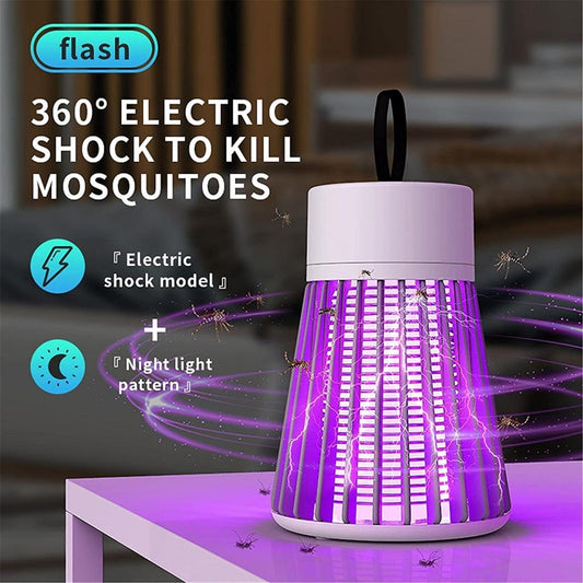 Electric Shock Mosquito Killer by FIZZI SHOP showing a sleek device with a grid for trapping and zapping mosquitoes indoors.