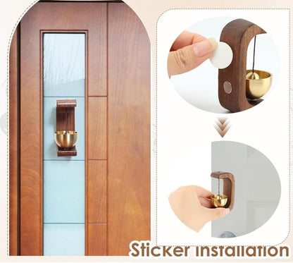 Wooden doorbell with rustic design, featuring a round shape and metal button, from FIZZI SHOP.
