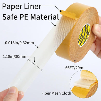 FIZZI SHOP carpet tape, 3 cm by 10 meters, adhesive double-sided tape for securing carpets and rugs on floors.