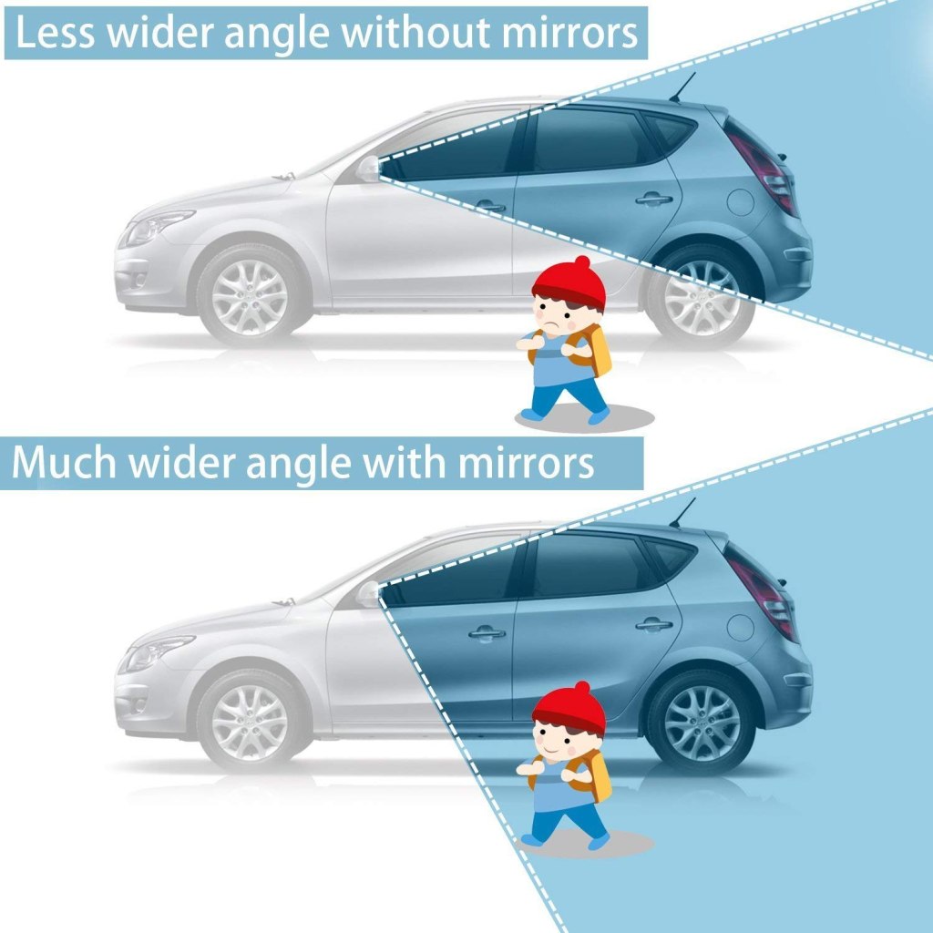 FIZZI SHOP JK SIDHU car blind spot mirror attached to a vehicle's side mirror for improved visibility and safety.