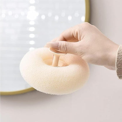 Round loofah scrubbing brush from FIZZI SHOP with textured natural fiber for gentle exfoliation and cleaning of skin.