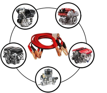 FIZZI SHOP 500AMP booster cables with red and black clamps for vehicle jump-starting, coiled and ready for use.