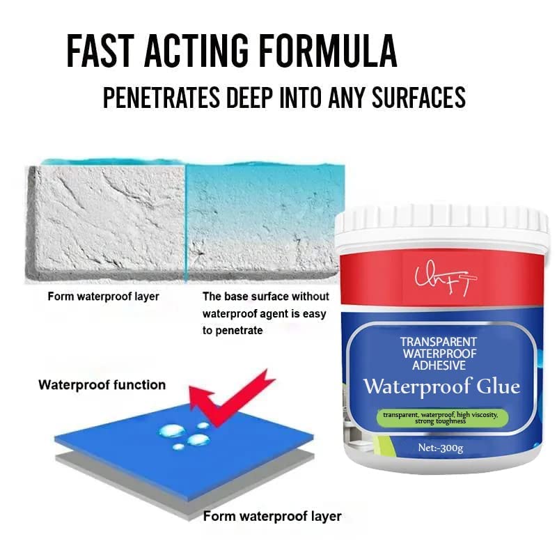 FIZZI SHOP waterproof glue with brush for bonding various materials, shown in a close-up image of the adhesive container.
