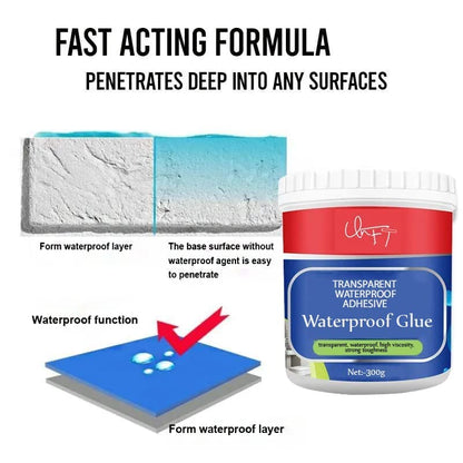 FIZZI SHOP waterproof glue with brush for bonding various materials, shown in a close-up image of the adhesive container.