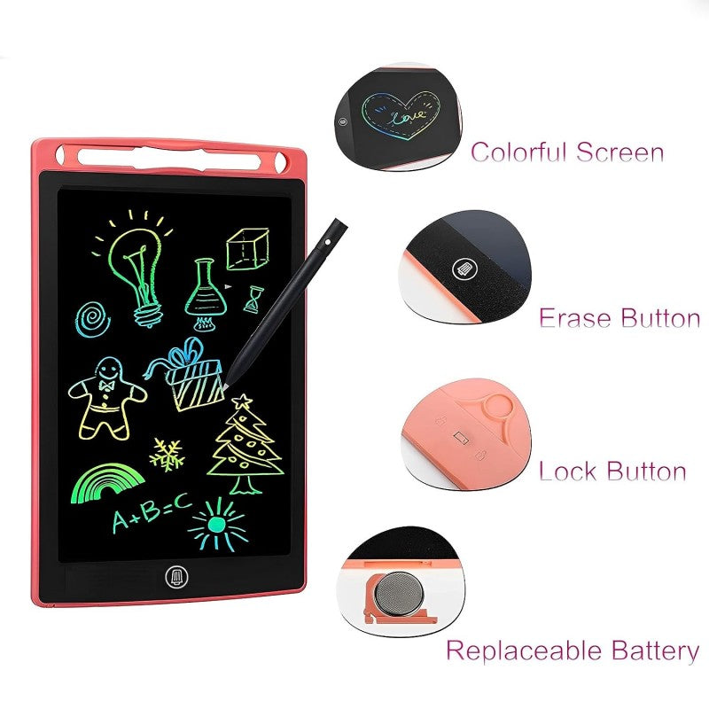 FIZZI SHOP JK SIDHU electronic LCD writing tablet, 8.5-inch display with a black screen and digital writing surface.