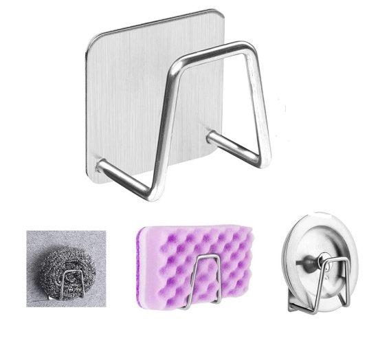 FIZZI SHOP sink sponge holder mounted on kitchen sink edge with sponge inside, made of durable plastic for kitchen organization.