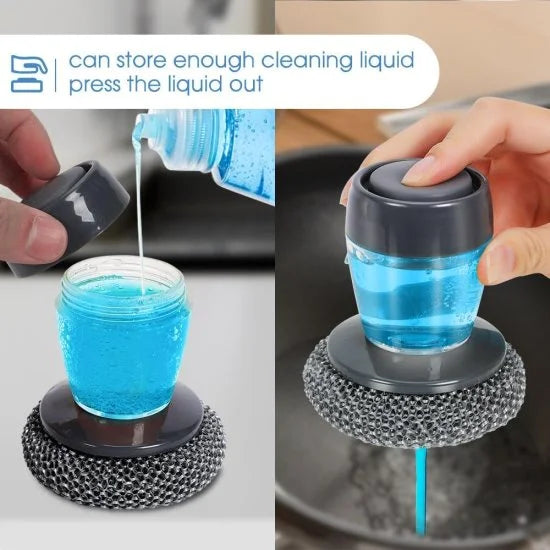 Wire palm dish cleaner brush from FIZZI SHOP with metal bristles and ergonomic handle for tough kitchen cleaning tasks.