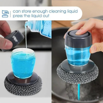 Wire palm dish cleaner brush from FIZZI SHOP with metal bristles and ergonomic handle for tough kitchen cleaning tasks.