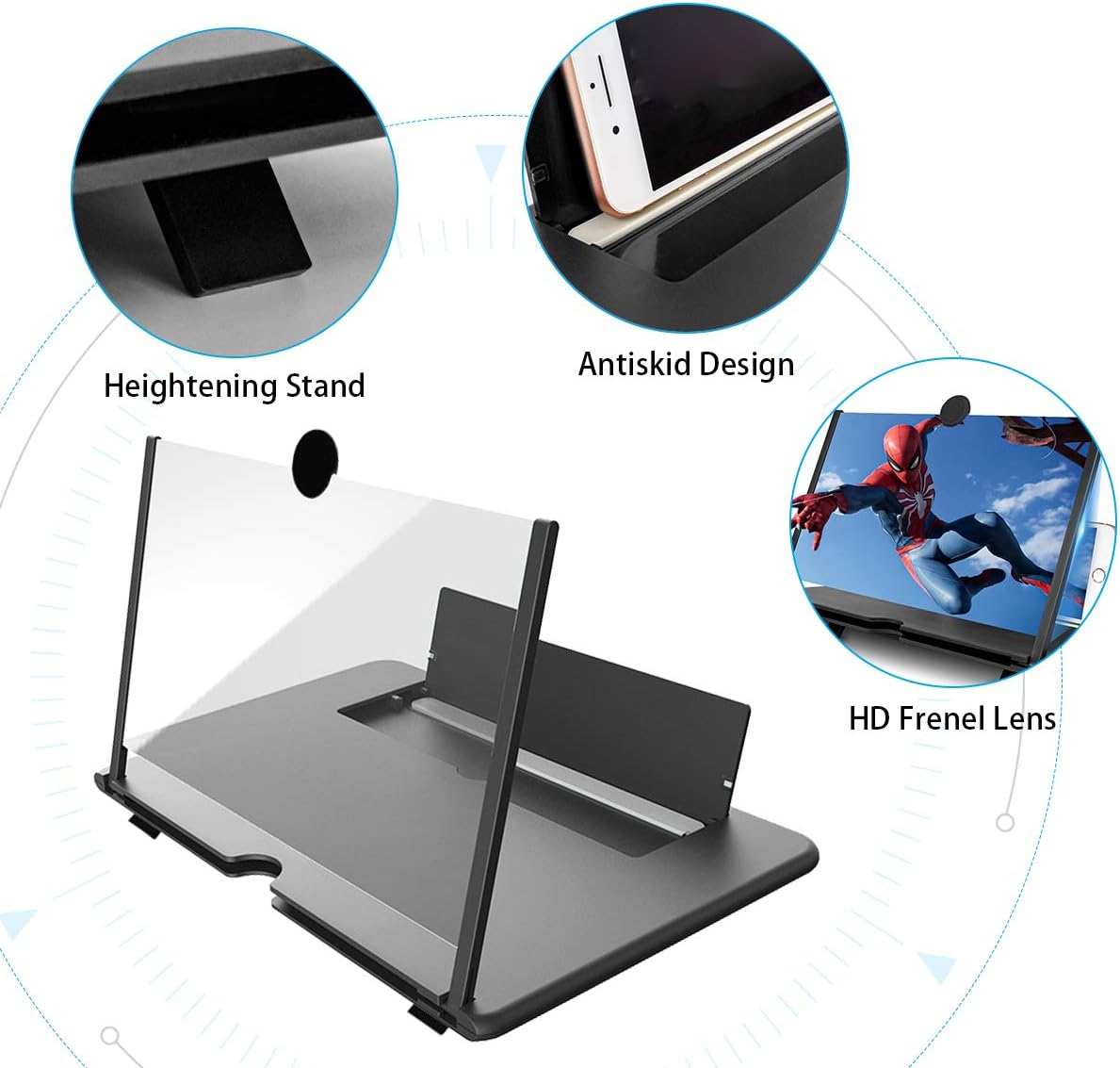 FIZZI SHOP JK SIDHU 3D Video Amplifier with 8-inch screen showcasing colorful 3D visuals and electronic components.