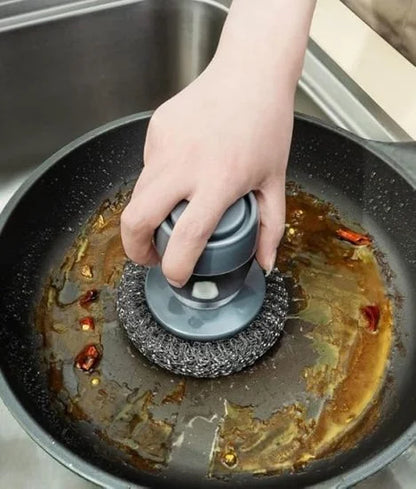 Wire palm dish cleaner brush by FIZZI SHOP with sturdy bristles for effective kitchen cleaning.