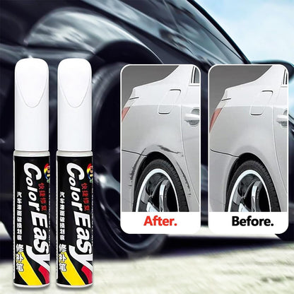 White car scratch repair paint pen by FIZZI SHOP JK SIDHU, close-up of the pen showing its tip and white paint for touch-up repairs.