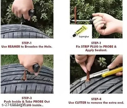 FIZZI SHOP emergency car puncture kit with tire repair tools and sealant for quick roadside tire repairs.