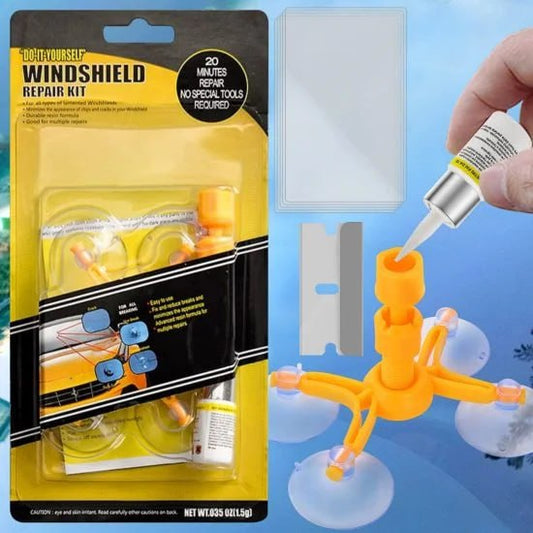FIZZI SHOP JK SIDHU car windshield repair kit with tools and resin for fixing cracks and chips on vehicle glass.