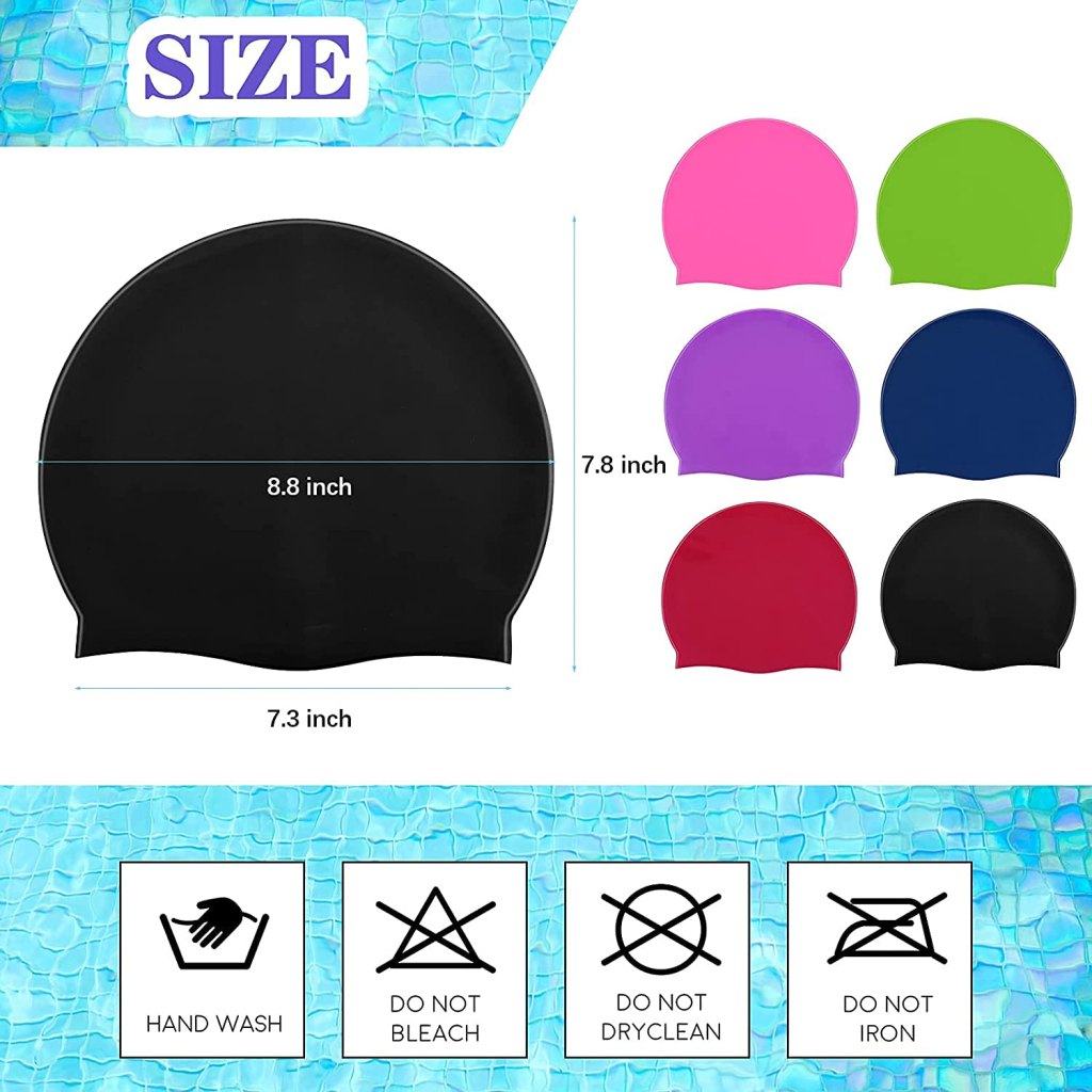 FIZZI SHOP silicone swimming cap in bright blue, snug fit for water sports and swimming protection.