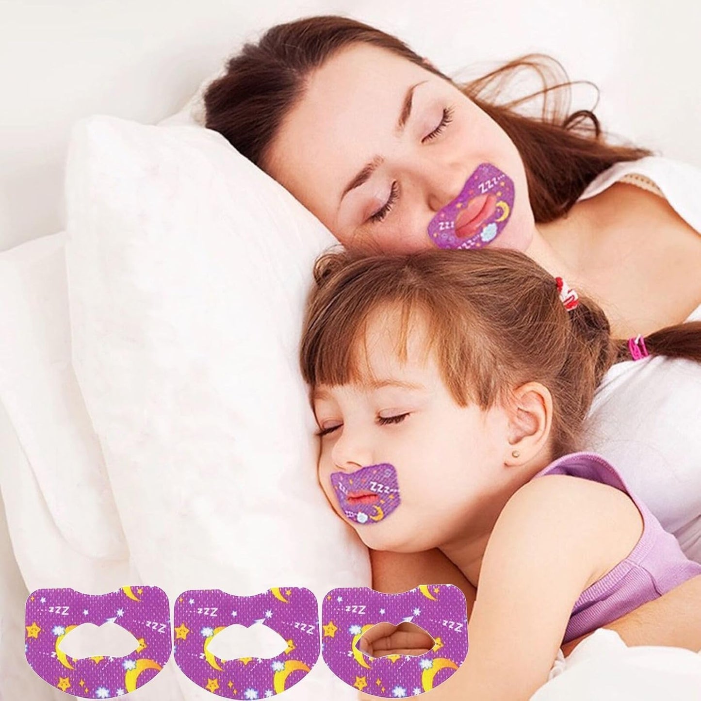 FIZZI SHOP anti-snoring lip strips, 30 pcs, close-up showing adhesive strips designed to reduce snoring and improve airflow.