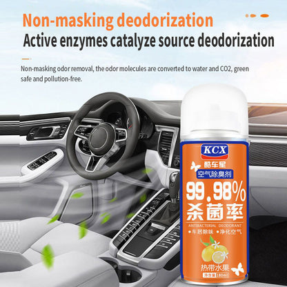 FIZZI SHOP antibacterial car air freshener with fresh scent, mounted on a vehicle's dashboard for odor control.