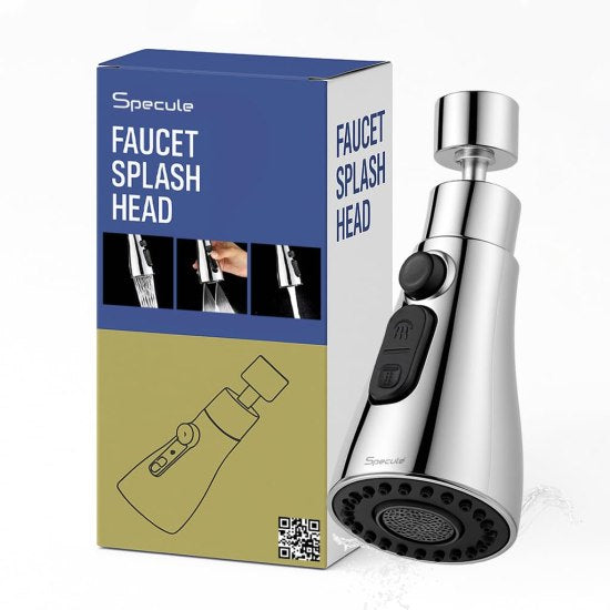 FIZZI SHOP 360 faucet splash head, adjustable water spray nozzle for kitchen sinks, durable plastic with rotating spray pattern