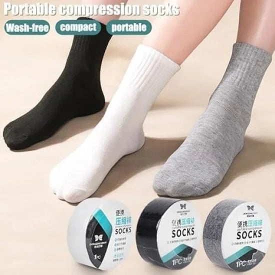Disposable travel portable socks by FIZZI SHOP, shown in a compact, easy-to-carry design, ideal for on-the-go comfort.