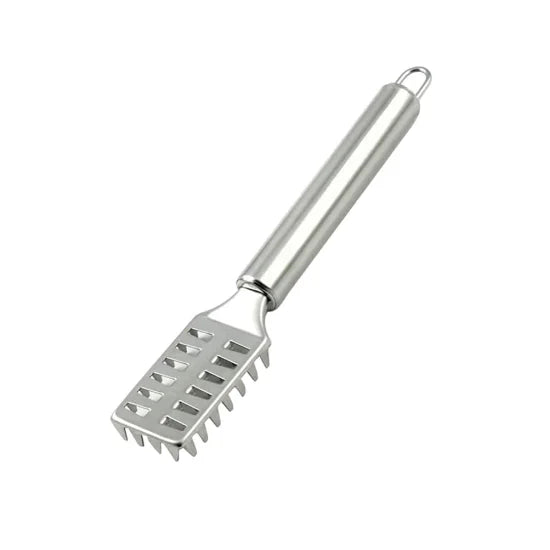 FIZZI SHOP fish scale remover scraper with stainless steel blade for easy fish scale removal, shown on a white background.
