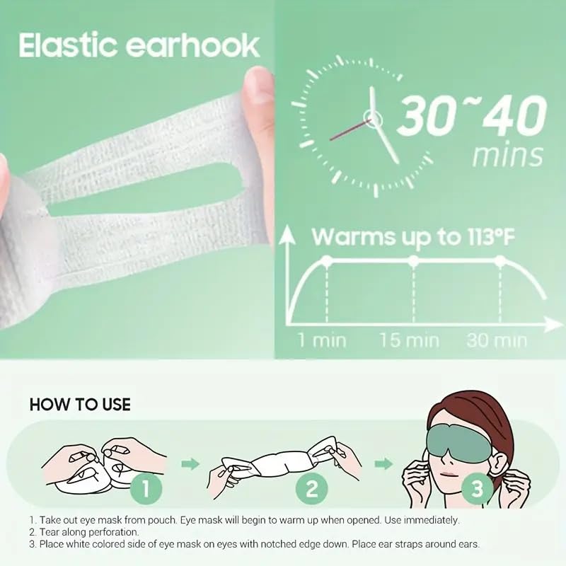 Self-heating steam eye mask by FIZZI SHOP, showing the soft, relaxing eye mask with adjustable straps for soothing comfort.