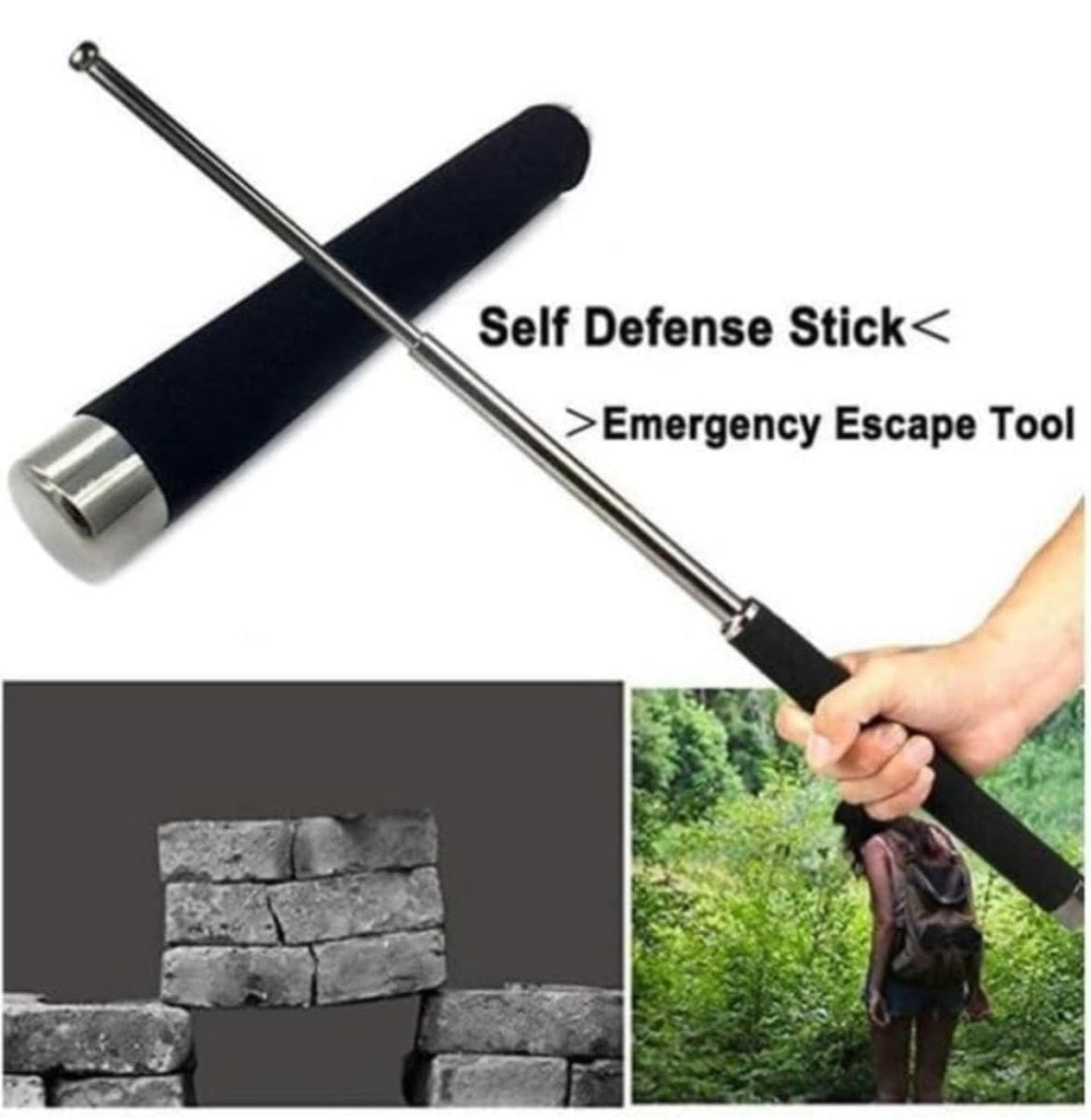 FIZZI SHOP self-defense stick shown in hand, compact and sturdy design for personal safety and self-defense.