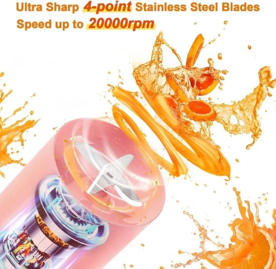 Mini portable bottle shape juicer by FIZZI SHOP, showing compact design and transparent container for fresh juice extraction.