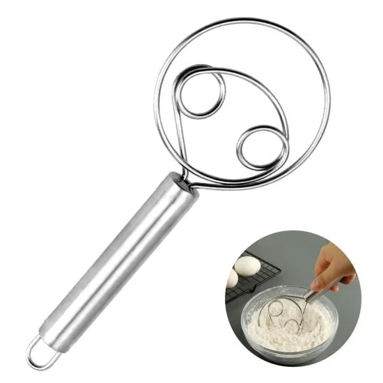 FIZZI SHOP Atta Maker Tool for grinding and mixing flour, with handle and stainless steel components, ideal for home baking.