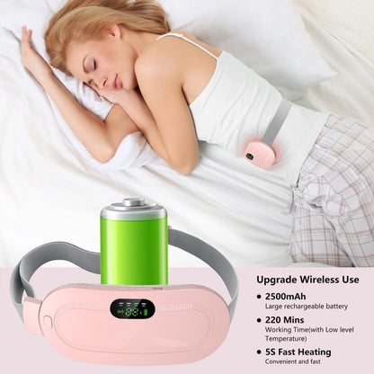 FIZZI SHOP electric heating belt for period pain relief, shown wrapped around a person's lower abdomen for comfort and warmth.