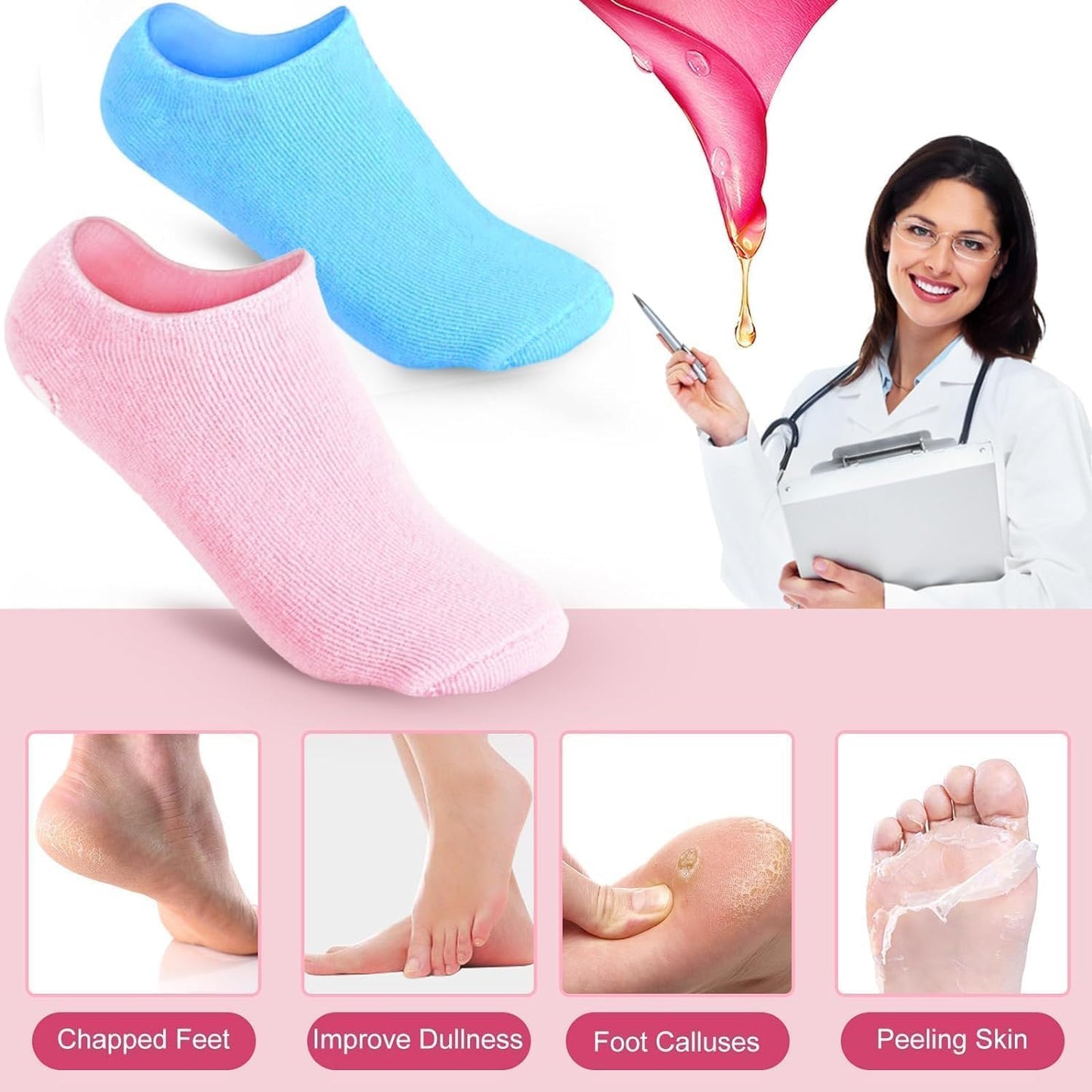 FIZZI SHOP spa gel socks showing soft, cushioned fabric with gel-filled areas for foot relaxation and hydration.
