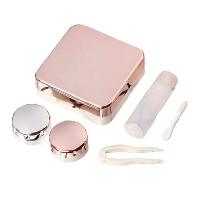 FIZZI SHOP contact lens case with two compartments for storing and organizing contact lenses and solution.