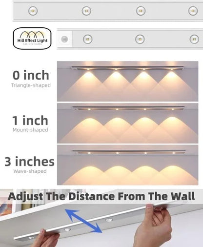 FIZZI SHOP motion sensor under cabinet lights with 3 color options, illuminating kitchen or workspace with automatic LED lighting.