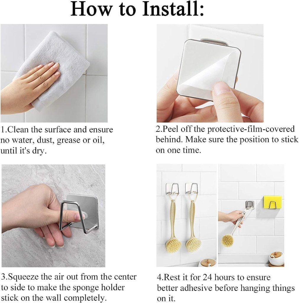 FIZZI SHOP sink sponge holder mounted on a kitchen sink, holding a cleaning sponge for easy access and organization.