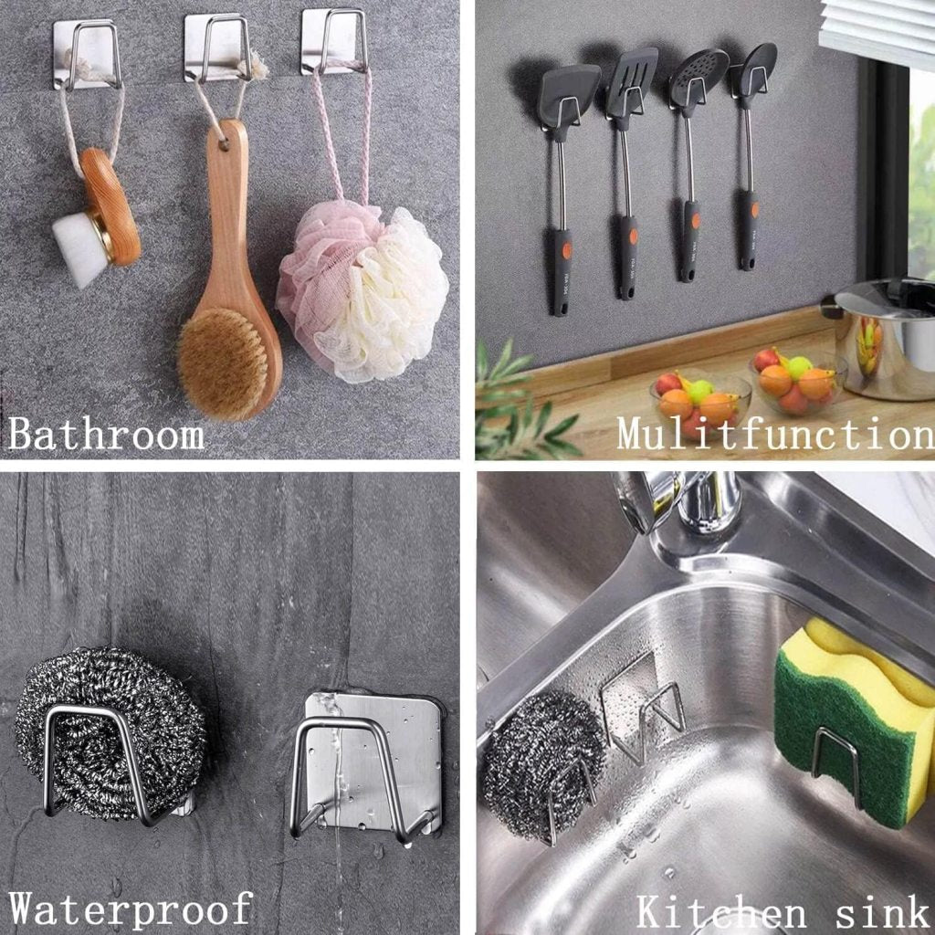 FIZZI SHOP sink sponge holder mounted near kitchen sink, designed to hold sponges and scrub brushes for easy access and organization.