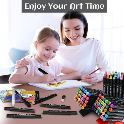 Set of 48 color markers pens by FIZZI SHOP JK SIDHU with vibrant ink, displayed in a neat arrangement on a white background.
