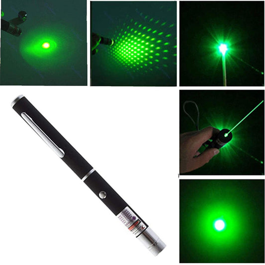 Green laser pointer light from FIZZI SHOP JK SIDHU, showing the compact device emitting a bright green laser beam.