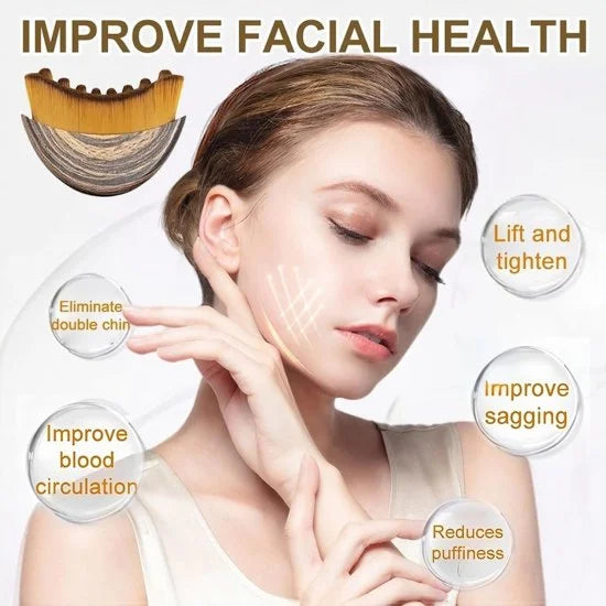 FIZZI SHOP lymphatic contour face brush with ergonomic handle and soft bristles for facial massage and skin contouring.