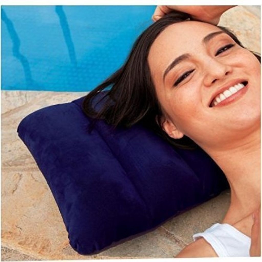 Inflammable velvet travel neck pillow by FIZZI SHOP, featuring soft, supportive design ideal for travel comfort.