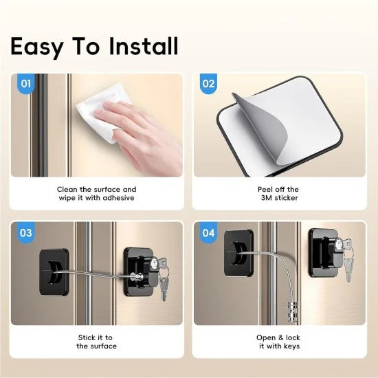FIZZI SHOP child safety lock with key, secure plastic lock for cabinets and drawers, easy to install and child-proof.