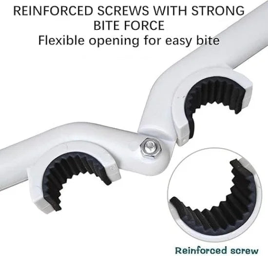FIZZI SHOP anti-slip faucet wrench with textured grip and adjustable jaw for plumbing repairs, shown in close-up view.
