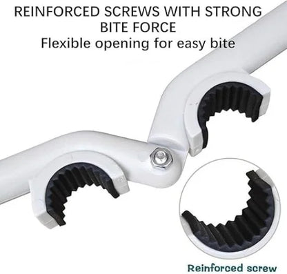 FIZZI SHOP anti-slip faucet wrench with textured grip and adjustable jaw for plumbing repairs, shown in close-up view.