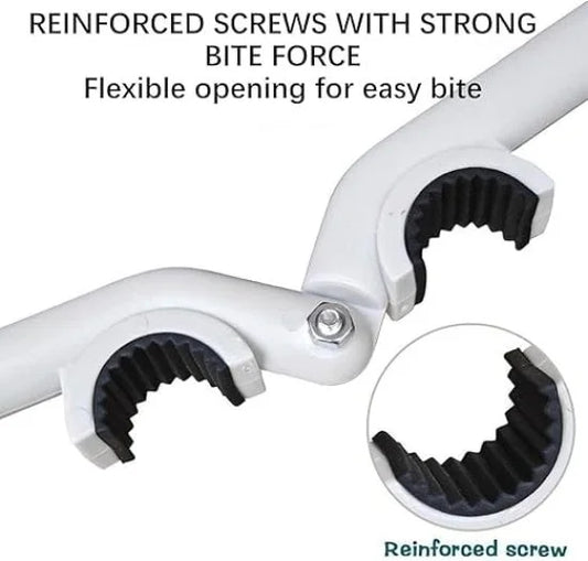 FIZZI SHOP anti-slip faucet wrench with textured grip and adjustable jaw for plumbing repairs, shown in close-up view.