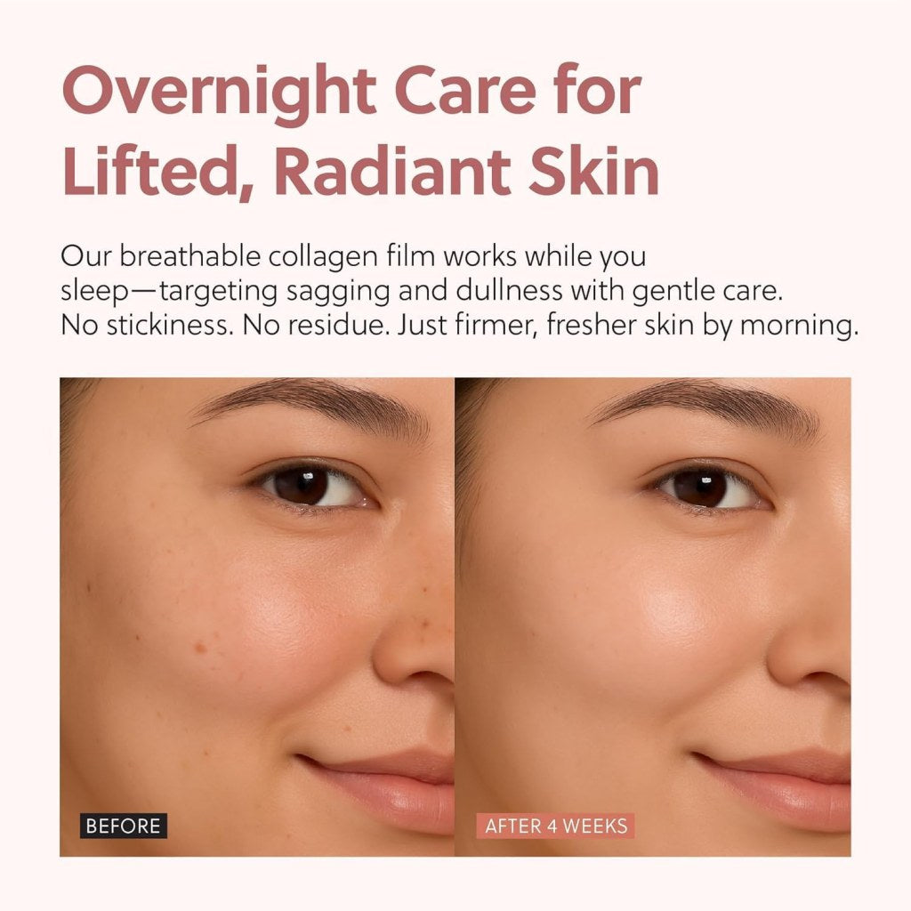 FIZZI SHOP JK SIDHU Collagen Night Wrapping Mask applied on face, showcasing the hydrating skincare product in a nighttime skincare routine