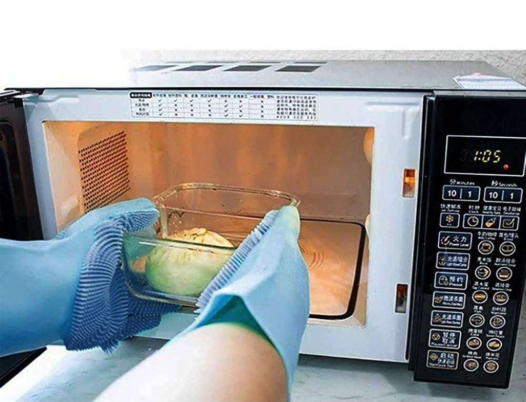 Silicon gloves by FIZZI SHOP JK SIDHU, heat-resistant kitchen safety gloves with textured grip for cooking and grilling.