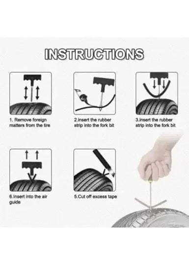 FIZZI SHOP emergency car puncture kit with tire repair tools, sealant, and accessories for roadside flat tire repair.