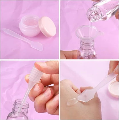 Set of 11 travel bottles from FIZZI SHOP, compact and leak-proof for toiletries and liquids during travel.